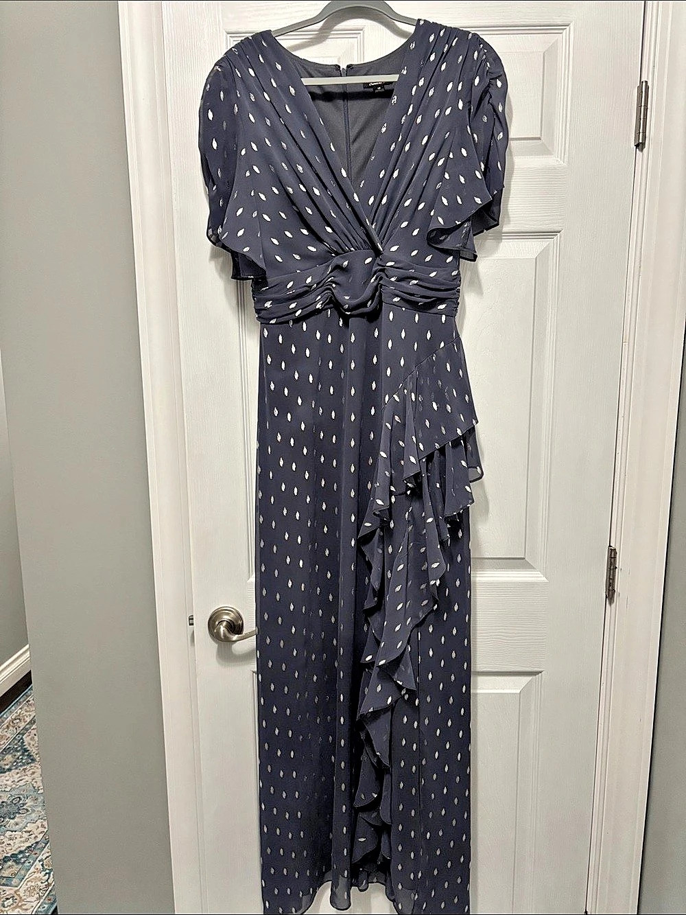 SLNY Metallic Clip Dot Sleeveless Maxi Dress